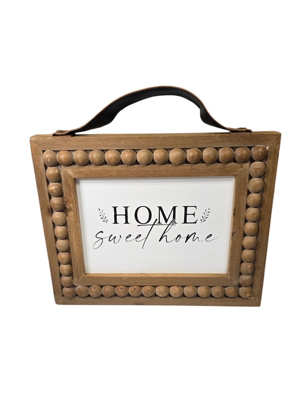 Home Sweet Home Wooden Beaded Wall Sign - Natural Brown
